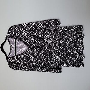 Lane Bryant peplum elastic waist 3/4 sleeve heart print top 14/16